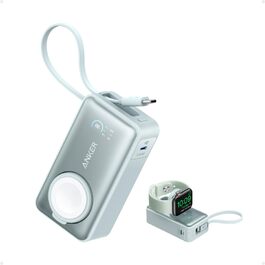 Повербанк Anker MagGo 10000mAh 35W з вбудованим USB-C кабелем для Apple Watch, iPhone 17/16/15, Samsung, iPad, AirPods (Зелений)