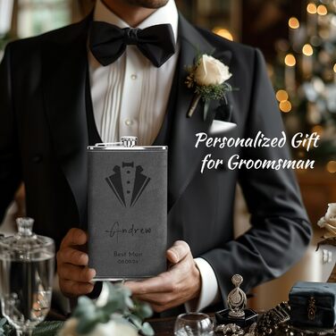 Фляга з гравіюванням гір, сталевий флакон 237мл/8oz, персоналізований подарунок для чоловіків, кемпінгу, туризму (сірий)