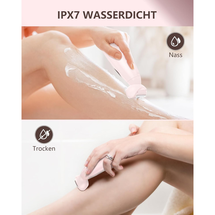 Електричний жіночий триммер 3-в-1 для тіла, обличчя, Bikinizone та ніг. Вологостійкий, USB-зарядка, білий (рожевий)