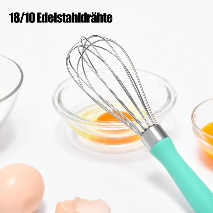 Міксер ручний Doosu 28 см з нержавіючої сталі, 8 гнучких дротів для збивання та змішування (Aqua Sky, S-23cm)