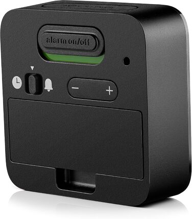 Braun Digital Travel Alarm Clock, Central European Time (CET) zone with snooze function, compact size, negative LC display, crescendo alarm in black, model BC08B-DCF.
