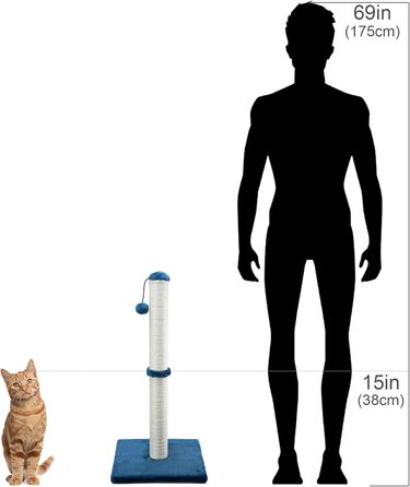 Дім-подвір'я для котів Dimaka, 74 см, з сизалевого мотузка та м'якого плюшевого покриття (Блакитний)