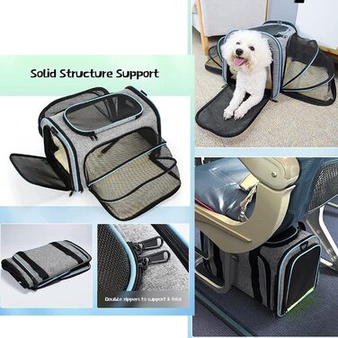 Транспортна сумка для тварин: переноска для котів та собак, сіра/світло-блакитна