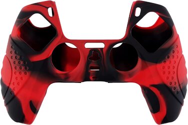 Силіконовий чохол eXtremeRate PlayVital для контролера PS5, антиковзкий захист, 2 накладки на стіки, серія Guardian, червоно-чорний