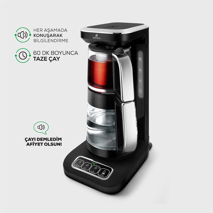 Karaca Dora Teapot, 4.5L Kettle, 1.8L Water Boiler, suitable for gas and electric cooktops, teapot, Turkish teapot (cezve), and teapot set, Teapot (not induction compatible), (220V, Black Chrome)