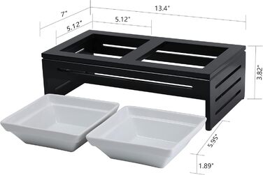 Підвищені годівниці для собак маленьких порід Silicute, дерев'яний підставник для годівниці з 2 керамічними мисками, поїльник для води та корму для котів та собак