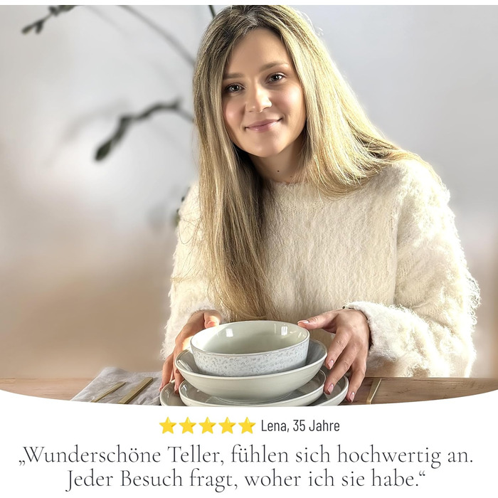 Набір посуду Steingut Ibiza 48 предметів на 12 осіб (бежевий) - Pure Living