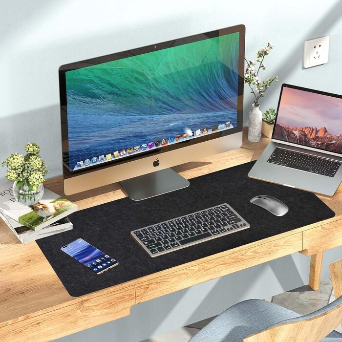 Килимок для столу з фетру, великий, 80x40 см. Нековзний килимок для столу, ігровий килимок, килимок для письма, офісний захист столу (Сірий)