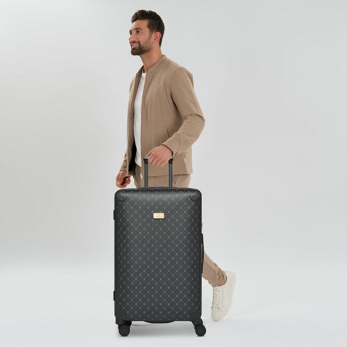 Чемодан Lazarotti Palermo: середній, 49 x 29 x 66 см, гібридний матеріал, TSA-замок, 4 колеса, захист кутів (Чорний)