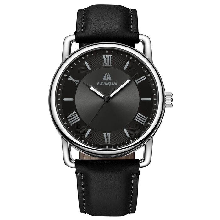 Годинник чоловічий LN LENQIN вологостійкий військовий з комфортним ремінцем, спортивний, чорний