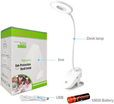 Лампа-прищіпка Frog Department Store, акумуляторна, для читання, 3 режими яскравості, USB-зарядка