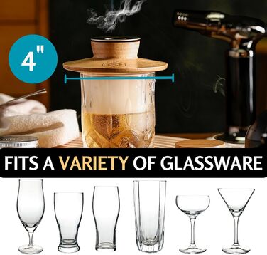 Набір для копчення коктейлів та віскі: Smoker Kit з лампою, формочками для льоду та стружкою деревини