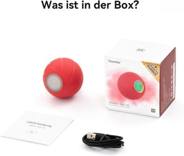 Інтерактивна іграшка для собак Wicked Ball, саморухомий м'яч з LED, 3 режими, червоний