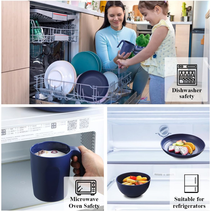 Набір посуду Berglander з білого пластику (24 шт) для 6 осіб: тарілки, миски, чашки | Berglander