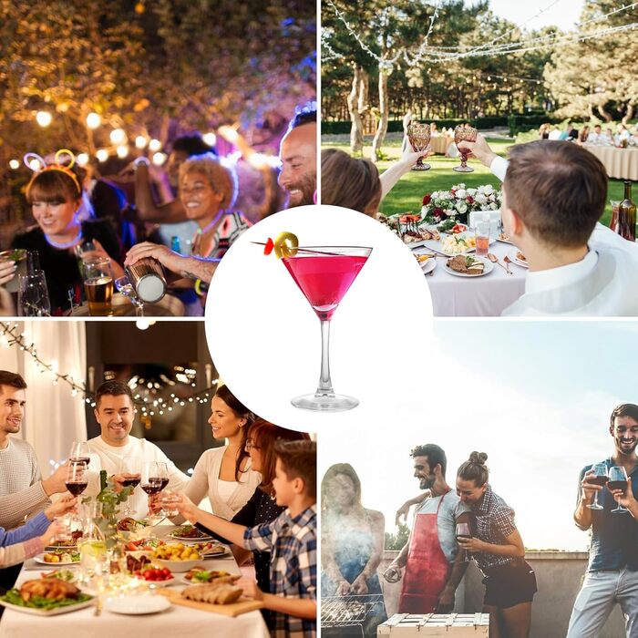 Набір з 6 келихів для мартини, 190 мл, з кришталевого скла без свинцю, класичної V-форми, для Еспресо Мартіні, Манхеттен та аперитиву, придатні для миття в посудомийній машині