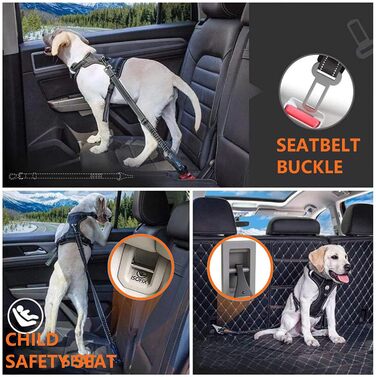 Автомобільний ремінь безпеки для собак, універсальний, з відбиваючими смугами, регульований, для всіх порід та авто