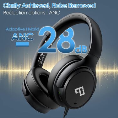 Навушники INFURTURE Over-Ear з USB-C, з активним шумозаглушенням (Noise Cancelling), дротові, чорні