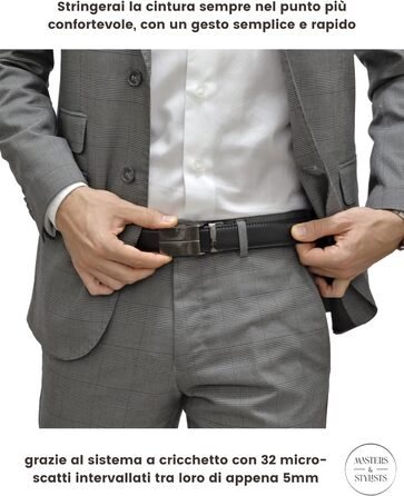 Чоловічий шкіряний ремінь Masters & Stylists з автоматичною пряжкою, коричневий/чорний, ширина 3,1 см, довжина 110/120 см, з подарунковою коробкою