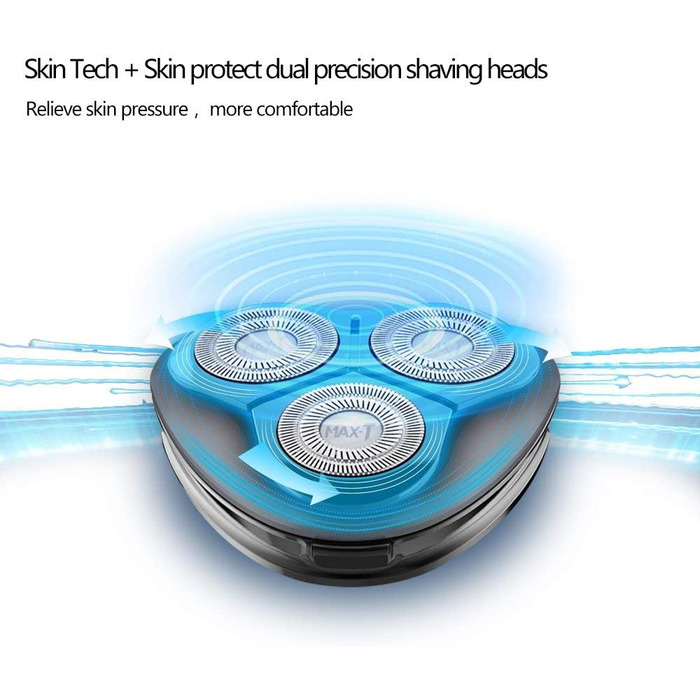 Електричний чоловічий бритва MAX-T ProSkin LED 3D - для мокрого та сухого гоління, з тримером, акумуляторний, сріблястий