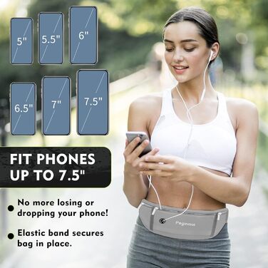 Пояс для телефону для бігу, спортивна сумка для джогінгу, водонепроникний пояс на пояс для чоловіків та жінок з 3 кишенями, велика місткість, регульований біговий пояс (Чорний + Зелений) (Сірий)