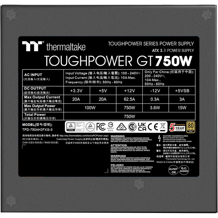 Блок живлення Thermaltake Toughpower GT 750W, чорний