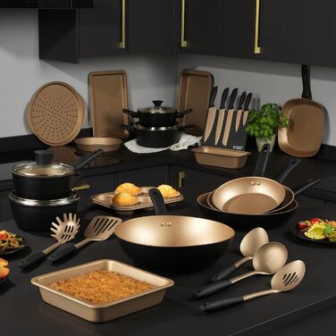 Сковорода-гриль Russell Hobbs 28 см з антипригарним покриттям, індукційна, без PFOA, універсальна, посилене покриття, преміум-якість