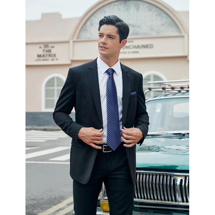 HISDERN Комплект краваток для чоловіків: 3 краватки + 1 нагрудна хустинка. Шовкові краватки, класичний стиль, для весілля та свят.