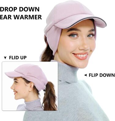 Муска для волосся GADIEMKENSD з флісу, відбиваюча зимова шапка з регульованим обличчям та навушниками (55-58, фіолетовий)