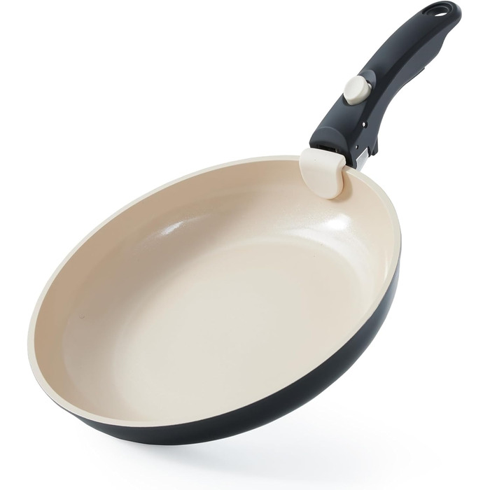 Набір посуду з кераміки 9 шт: каструлі та сковороди з антипригарним покриттям, Induktion, для духовки, без PTFE та PFOA, кремовий (5 шт. чорний)