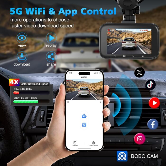 Відеореєстратор Dashcam 4K Dual з CPL фільтром, WiFi, 64GB SD, IPS 3