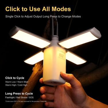 KLARUS CL2 Multifunctional Camping Lamp, 10000 mAh Rechargeable Deform Camping Light, 750 Lumens Camping Lantern with 8 Lighting Modes, IPX5 for Tents, Fishing, Emergency Hiking