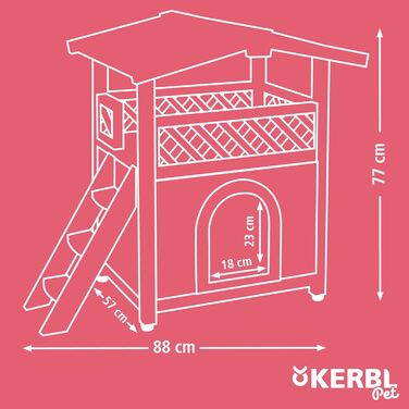 Будинок для котів Kerbl Tyrol Alpin: садовий будиночок з оглядовою платформою та сходами, стійкий до погодних умов