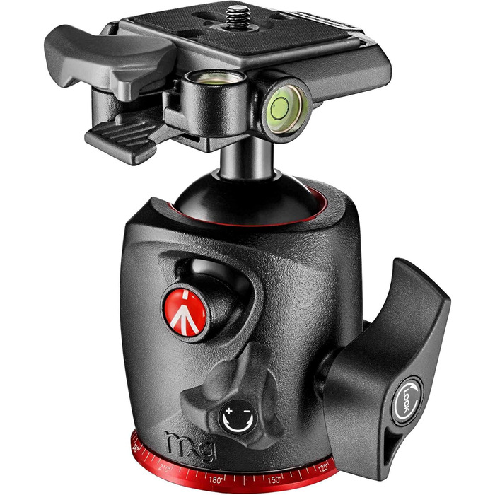 Штатив Manfrotto MT190XPRO4 з алюмінію з кутовою центральною колоною - 4-секційний штатив для DSLR та бездзеркальних камер, чорний/антрацит (комплект з кульковою головкою)