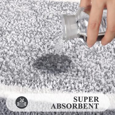 Килимок для ванної кімнати SHACOS: неслизький, м'який, водопоглинаючий, машинного прання, 45x65+50x60 см (Світло-сірий)