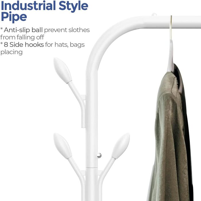 edihome Clothes Rack, Clothes Rod, 118X148X39cm, Shoe Shelf, Metallic, Stable, Clothes Organizer (White)