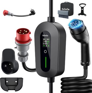 Мобільна зарядна станція Wallbox 11 кВт (3-фазна) з кабелем 7м, роз'єм Type 2, CEE 16A, адаптер-сет | Зарядка для електромобілів та PHEV | IP65, 6/8/10/13/16A