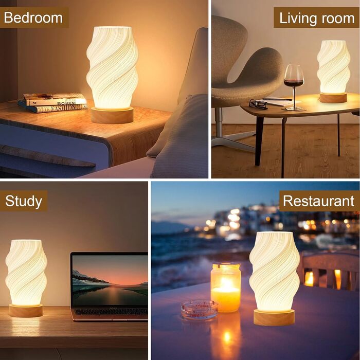 Дерев'яна настільна лампа - 3 режими, 9-рівнів регулювання яскравості LED, мінімалістичний дизайн, для спальні, вітальні, нічного столика, декоративна лампа з теплим/холодним білим світлом