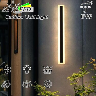 LED вуличний світильник ZTWLEED на стіну, 8W, IP65, тепле світло 3000K, 40 см, чорний, для саду, вілли, тераси
