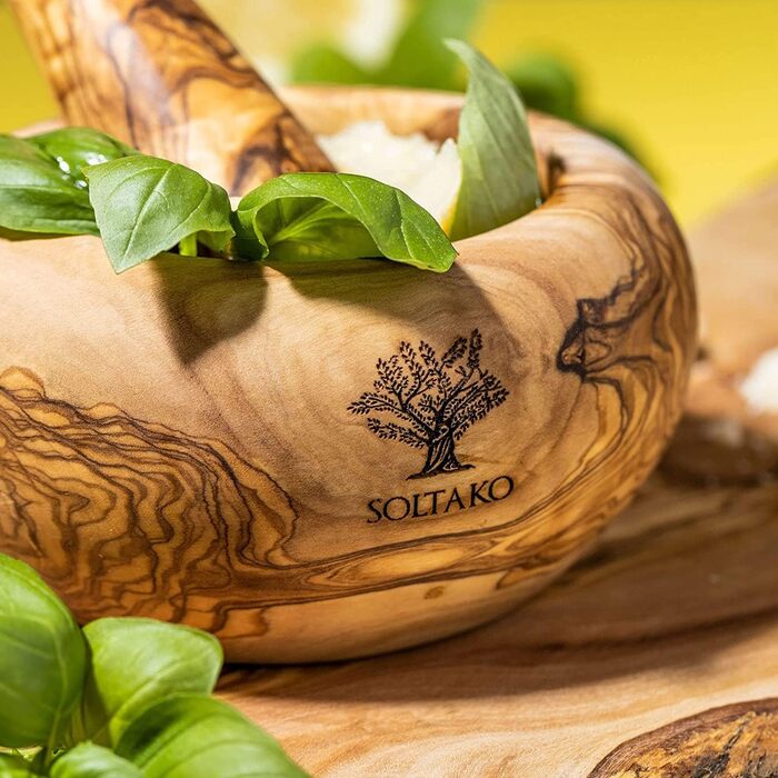 Набір ступки та пестика з оливкового дерева 'The Sicilian Mortar', діаметр 14 см