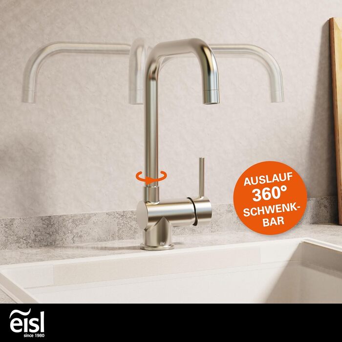 Змішувач для кухні EISL FUTURA NI182GANI з високим виливом, однорідний, з нержавіючою сталею