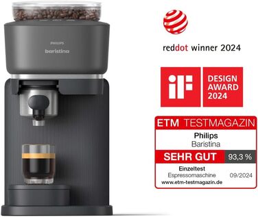 Кавомашина Philips Baristina, еспресо, автоматична, 16 бар, чорний, з млином, для дому, компактна
