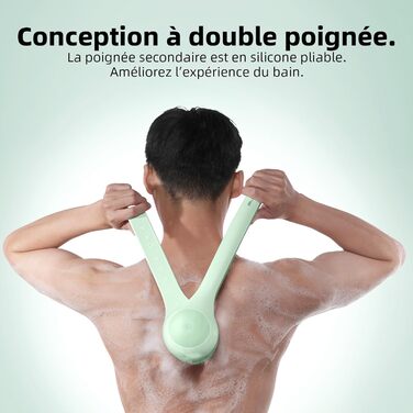 Електрична щітка для спини Gentle Exfoliating, для глибокого очищення, з довгим ручним, для жінок, чоловіків, літніх людей, рожевого (блідо-зеленого) кольору