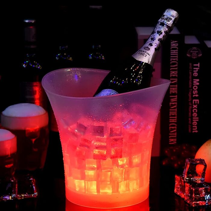 LED-охолоджувач для напоїв Tiandirenhe Neu: світлодіодна вежа для льоду, 5L, регульоване кольорове підсвічування, для шампанського, вина, пива, бар, клуб, вечірка