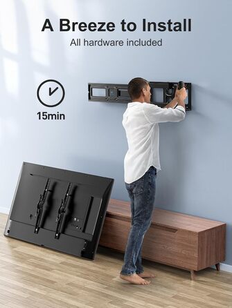PERLESMITH Tilt & Swivel TV Wall Mount for 26-60 inch Flat & Curved TVs/Monitors (up to 40kg, VESA 400x400mm)