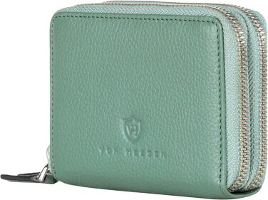 VON HEESEN Leather Wallet with RFID Blocker - Wallet for Women & Men made of Genuine Leather - Wallet with Coin Pocket - Purse for Women and Men in Turquoise (Silver Pine)