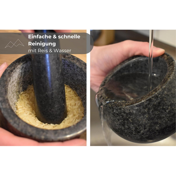 Гранітний ступка з товчником BERGART - ступка з високоякісного граніту, довговічна, для трав, спецій та песто