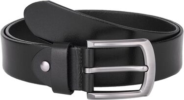 Чоловічий шкіряний ремінь: класичний джинсовий ремінь для чоловіків | З подарунковою коробкою, чорний колір, розмір L (105 см)