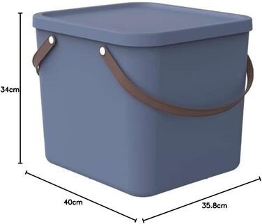 Rotho Albula Storage Box 40l with Lid, Plastic (Recycled PP), Green, 40l (40.0 x 40.0 x 34.0 cm) (Blue)