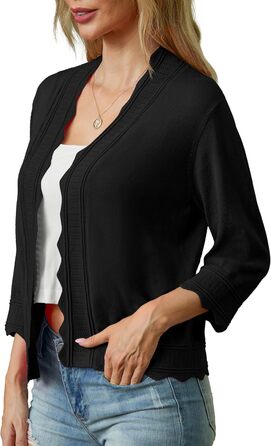 Жакет-кардиган жіночий Grecerelle, легкий, з рюшами, для вечірнього образу, чорний