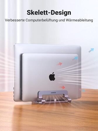 Підставка для ноутбука UGREEN з алюмінію, 2 слоти, вертикальна, для MacBook Pro/Air, iPad, Huawei, Surface, Dell, HP та інші